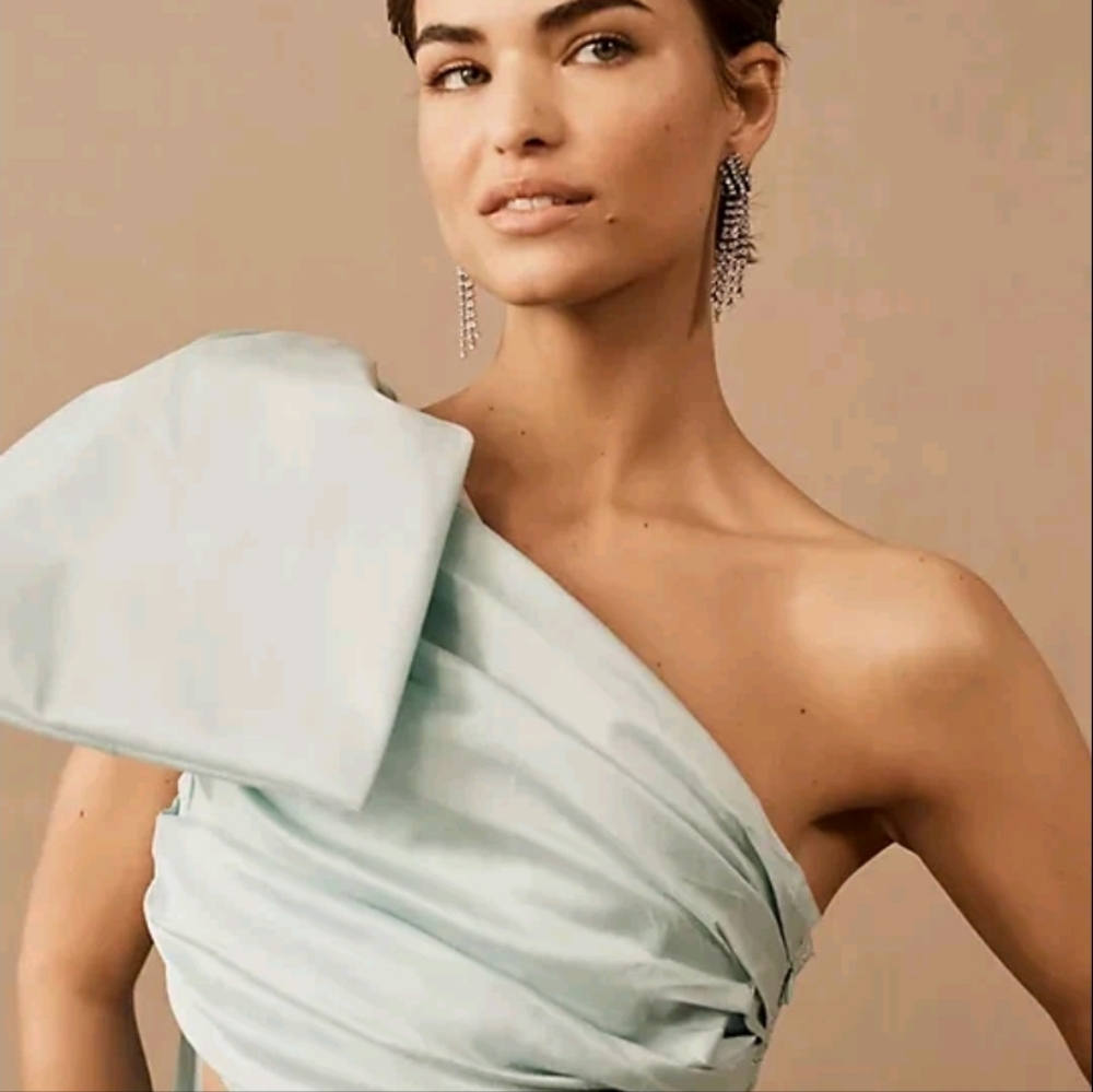 NWT! Helen O'Connor Anthropologie Mint Green Light Blue Crest Dress Siz… - Picture 2 of 8